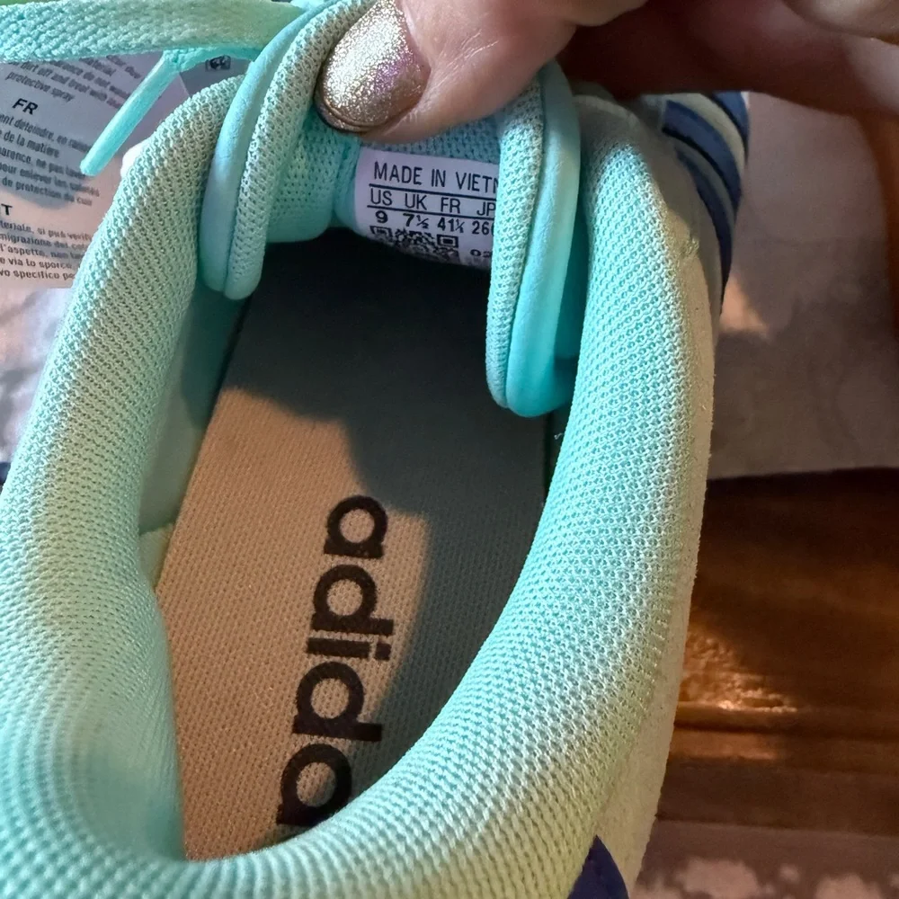 Adidas Women's VL Court Bold Sneakers- Aqua and Blue - Picture 6 of 7
